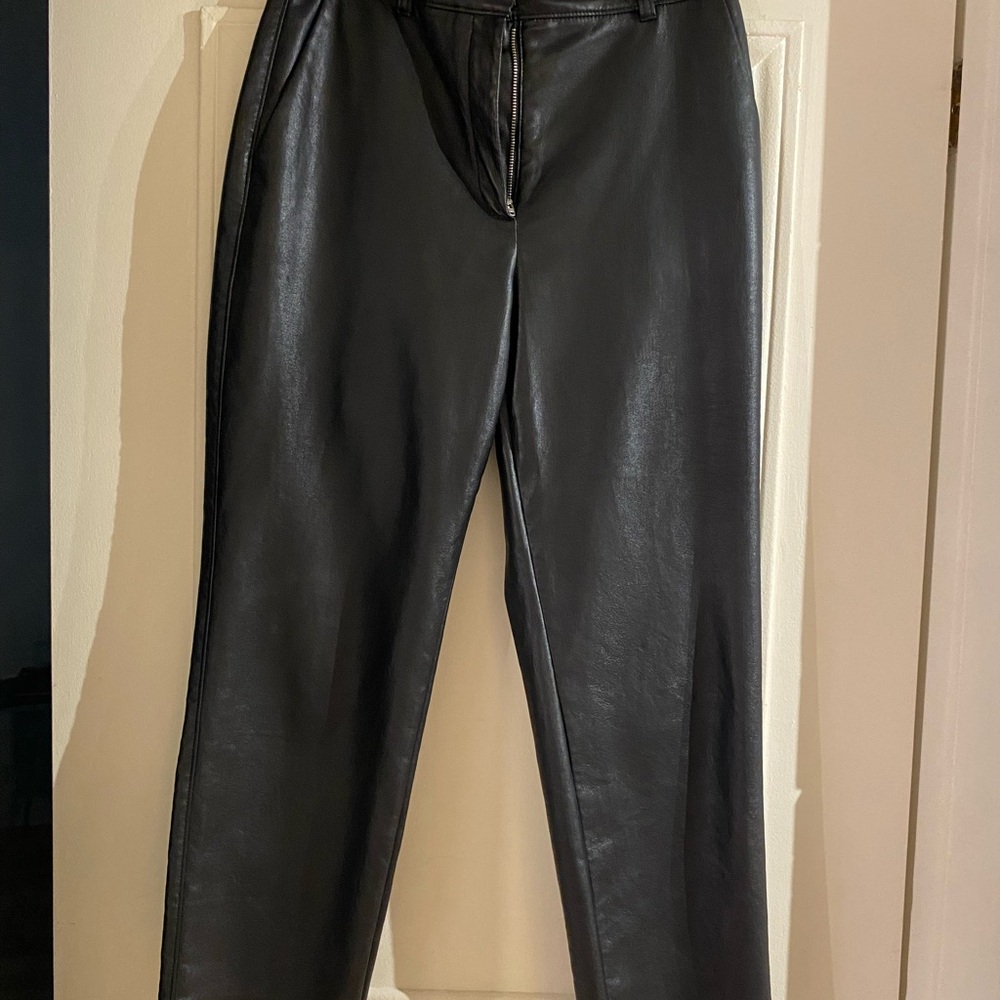 Babaton Black Dress Pants with Sleek Leather Finish